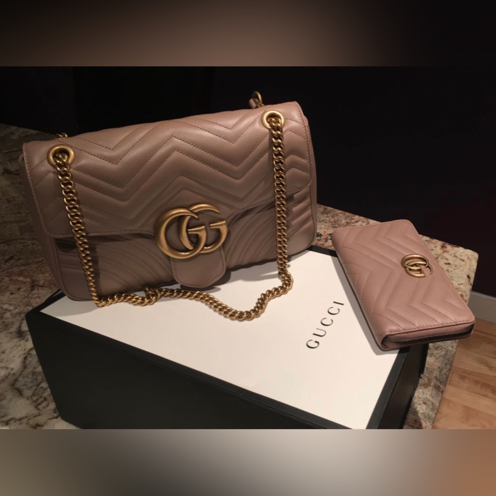 Gucci Marmont Medium purse & matching zip-around wallet currently retails $5565